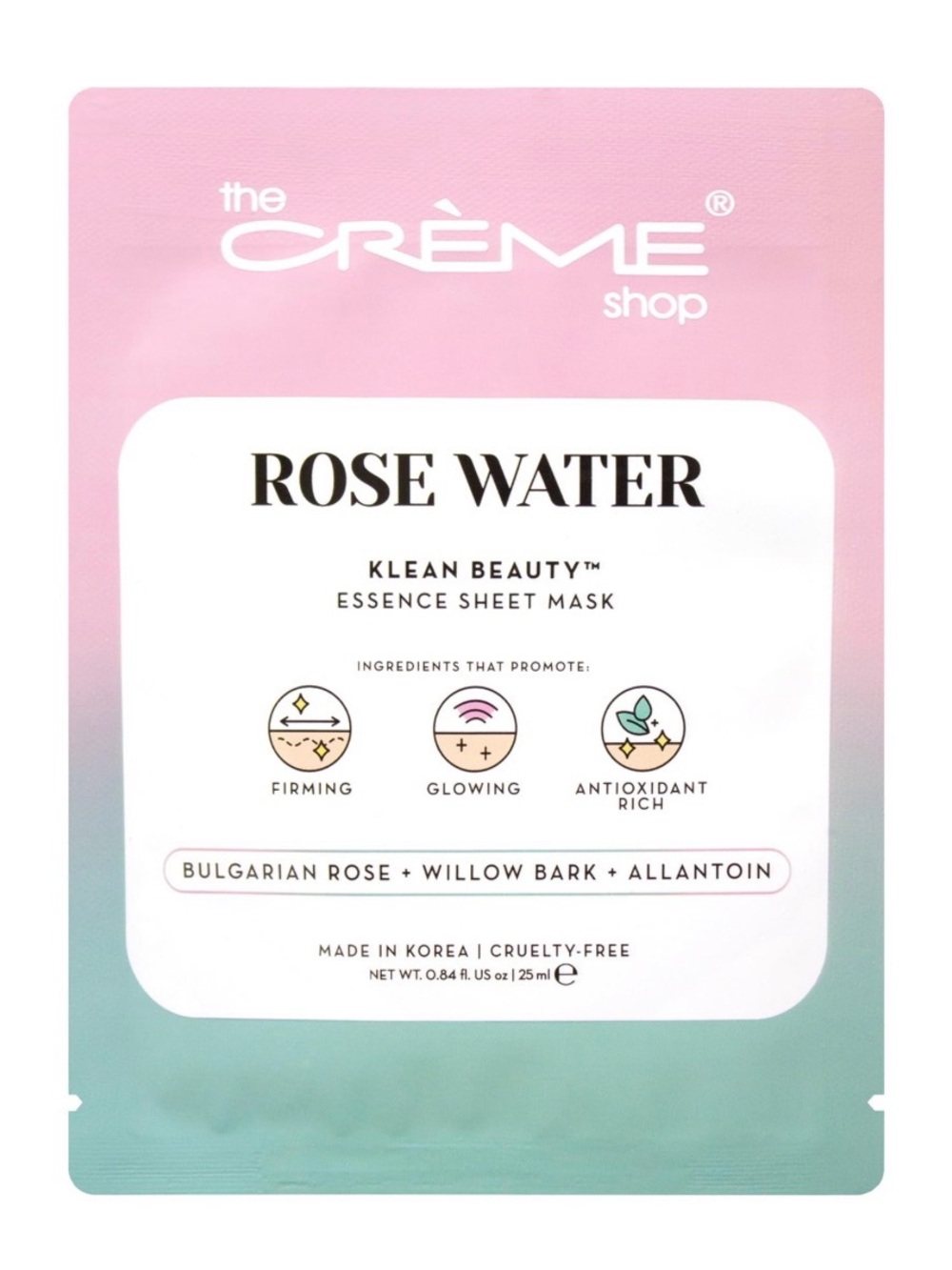 The CRÈME Shop Rose Water Klean Beauty Essence Sheet Mask